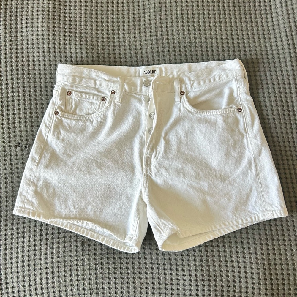 Agolde Parker Long White Shorts